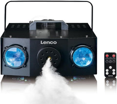 Lenco LFM-220BK - Dual Matrix RGB Party LED-verlichting - met rookmachine - geïntegreerde lichtshowprogramma's - 1 liter inhoud voor mistvloeistof - misttimer - zwart •