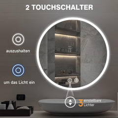 Badkamerspiegel met verlichting - Wandspiegel - 60x60 cm - YOLEO