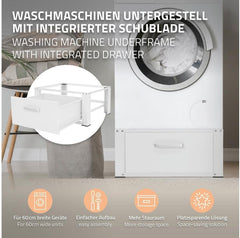 Wasmachine verhoger - Met lade - Tot 150kg - 63x54x31,5 cm - Wit - ML-Design