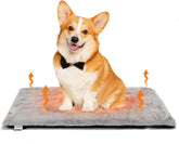 Nobleza Zelfverwarmende hondenmat voor honden en katten, huisdieren, warmtemat winter, hondenkussen voor hondenbedden van verdikt traagschuim, met wasbare zachte pluche hoes, grijs, 76 x 48 x 4 cm