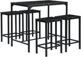 Eettafel - 4 personen - Eetkamer Tafel - Met 4 barkrukken - 100x60x90 cm - Zwart - Buybyroom