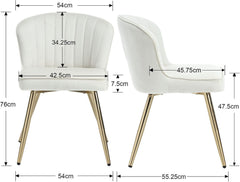 Ya-Home Eetkamerstoelen, set van 2, moderne keukenstoelen, fluweel, beige
