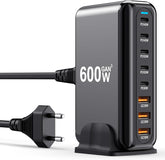 Laadstation - Snellader - USB C - 600W - 8 Poorts - Zwart