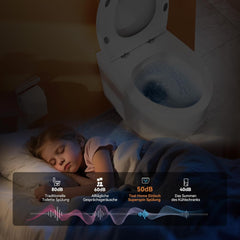 Hangtoilet van keramiek met toiletdeksel met softclosemechanisme, wandtoilet zonder spoelrand met één gat, superspin-spoeling, wit met nano-coating