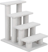 COSTWAY Dierentrap, kattentrap, 4 treden, trap voor katten en honden tot 25 kg, huisdiertrap klein, hondentrap, speelboom, 61 x 41 x 60 cm, spaanplaat en kunstvlies (beige)