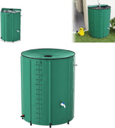Opvouwbare regenton met schaalverdeling, 500L regenton van mat PVC zeildoek, draagbare watertank met afvoer, vat met deksel, ijsbadvat, IBC-tank regenton accessoires voor de tuin, groen
