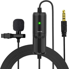 Moman S8 Lapel microfoon met clip, 8 meter, lavalier-microfoon, omnidirectionele condensator, mini-clip microfoon met kabel voor DSLR-camera/mobiele