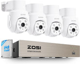 ZOSI 5MP bekabelde bewakingscamera set met audio | 8CH 500GB DVR en 4X PTZ TVI buitencamera's, personen- en voertuigherkenning, audio-opname, IR-nachtzicht