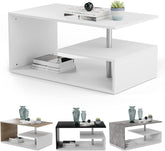 Salontafel met opbergruimte - 90x50 cm - Wit - MIADOMODO®