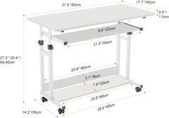 Bureau - Computerbureau - Computertafel - Verstelbaar - 80x45 cm - Wit - Dripex