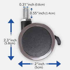 Zwenkwielen set van 4 - Met schroefdraad - 50mm - FLEXISPOT