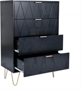 UEV Commode met laden, 60x34x91cm kast met 4 laden (zwart), opbergkast voor kleding, documenten, speelgoed