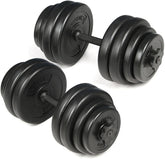 Physionics® Korte halterset, 20 kg, gekartelde handgreep, Ø 25 mm, van kunststof en staal, stersluitingen, halterstangen, korte halters, halterset, korte halterset, gewichten