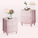 Nachtkastje set van 2 - Bijzettafel - Opbergkastje - 50x40x60 cm - Roze - UEV