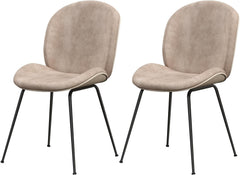 Eetkamerstoelen - Set van 2 - Fluweel - Bruin - COSTWAY