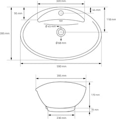 Wastafel - Keramiek - 59x20,5x39,5 cm - Wit - ML-Design