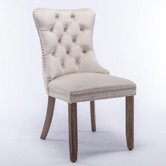 Eetkamerstoelen - Set van 2 - Met Rugleuning - Fluweel - Beige - Kelodan