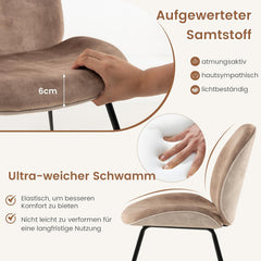 Eetkamerstoelen - Set van 2 - Fluweel - Bruin - COSTWAY