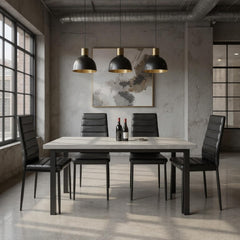 HOUSEINBOX Moderne zwarte PVC-leren eetkamerstoelen set van 4, voor keuken of eetkamer