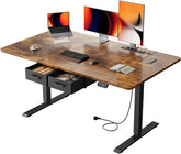 Zit sta bureau - Elektrisch - Verstelbaar - 140x80 cm - Bruin - SOLAVERO