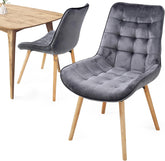 Eetkamerstoelen - Set van 6 - Fluweel - Donkergrijs - MIADOMODO®