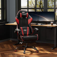 Ergonomische Bureaustoel - Office Chair - Gamestoel - Volwassenen - Zwart/Rood - HLFURNIEU