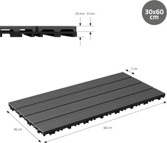 Terrastegels - Vlondertegels - Kunststof - 60x30 cm - 6 stuks - Antraciet - ECD Germany •
