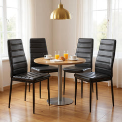 HOUSEINBOX Moderne zwarte PVC-leren eetkamerstoelen set van 4, voor keuken of eetkamer