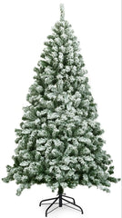 Kunstkerstboom met sneeuw kerstboom met metalen standaard, kerstboom 1000 takken, pvc, kunstboom, kerstklapsysteem voor thuis, kantoor, winkels (180 cm)