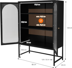 Vitrinekast - Buffetkast - 85x120x40 cm - Zwart - ML-Design •