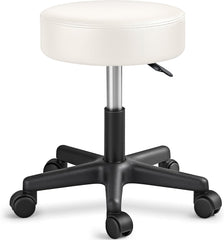 Zadelkruk - Kruk op wielen - Rolkruk - Draaikruk - Wit - TRESKO
