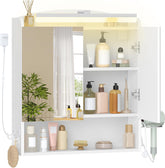 Badkamerspiegel met verlichting - Spiegelkast - 60x68,5 cm - Wit - Hzuaneri