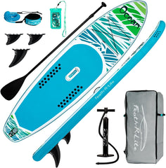 FunWater Ocean Elite Stand Up Paddleboard, 320 cm en 350 cm, met volledig accessoires, paddleboard, SUP-board met verstelbare peddel, pomp, reisrugzak, linnen, waterdichte tas