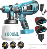 Verfspuit elektrisch - Verfspuitpistool - Verfspuitmachine - Met 2 accu's - Blauw