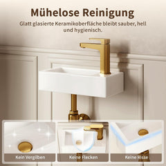 DeerValley Kleine hangwastafel kraangat rechts 37 x 18 x 9 cm wit