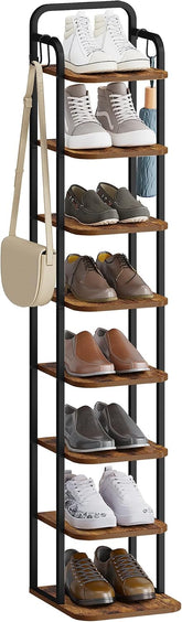 Schoenenkast - Schoenenrek - 135x30x27 cm - Bruin/Zwart - Hzuaneri