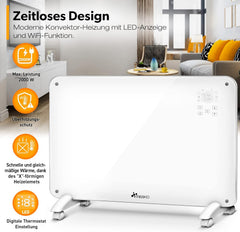 Convectorkachel - Elektrisch - Kachel - Heater - Verwarming - Wit - 2000W - TRESKO