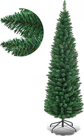 COSTWAY Kerstboom met potlood, 180 cm, kunstkerstboom met metalen standaard, pvc-naalden, kunstboom, ideaal voor thuis, kantoor, winkels en hotels, groen (180 cm)