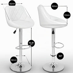 Barkrukken, 2-delige set, keuze uit 10 kleuren, 360 graden vrij draaibaar, hoogteverstelling zitting: 60 – 80 cm, wit