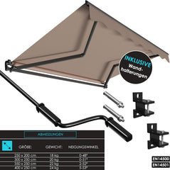 Luifel - Zonnescherm - 250x200cm - Taupe - KESSER®