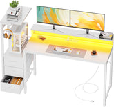 Gaming bureau - Gaming desk - Gaming tafel - 152x50 cm - Wit - HLONONE