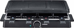 MELISSA Raclette 16300026 Raclette met grillplaat voor 8 personen 1200 Watt Power met grillplaat en regelbare temperatuur, zwart