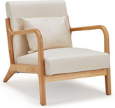 Fauteuil met armleuning - Relaxfauteuil - Relaxstoel - Massief hout - Wit - U-MAX