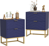 Nachtkastje set van 2 - Bijzettafel - Opbergkastje - 56,5x56x33x5 cm - Blauw - UEV