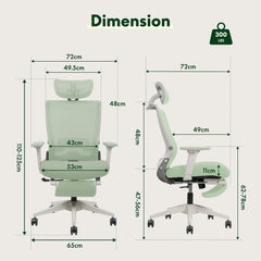 Ergonomische Bureaustoel - Office Chair - Gamestoel - Volwassenen - Groen - OS1GN - FLEXISPOT