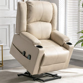 COMHOMA Elektrische opstastoel, relaxstoel, televisiestoel, massagestoel met ligfunctie, stoel met opstahulp, powerlift-ligstoel voor ouderen (wit)