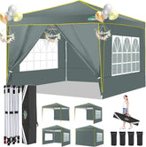 Partytent - Opvouwbaar - 3x3m - Paviljoen - Easy up - Grijs - COBIZI