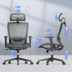 Ergonomische Bureaustoel - Office Chair - Gamestoel - Volwassenen - Grijs - OC3B - FLEXISPOT