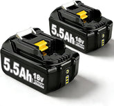 Accu geschikt voor Makita - 2 x 18V Accu - 5.5Ah - BL1860B - BL1850B - BL1840 - BL1845 - BL1850 - BL1830 - BL1835 - BL1845 - BL1890 - BL1415 - BL1430 - BL1440 - BL1835