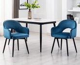 Eetkamerstoelen - Set van 2 - Met armleuning - Fluweel - Blauw - Wahson
